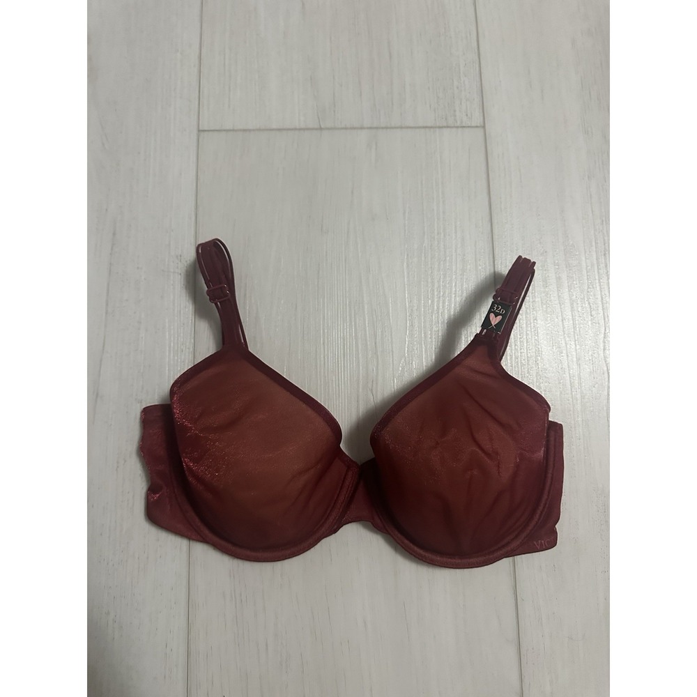 NWT Victoria's Secret Lined Perfect Coverage Bra Sz 32D‎ Burgundy Shimmery